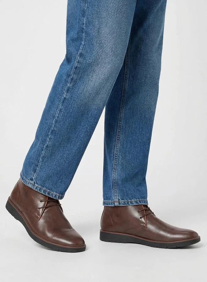 Styli brown Men Brown Leather Chukka Boots for Men | Best Price UAE